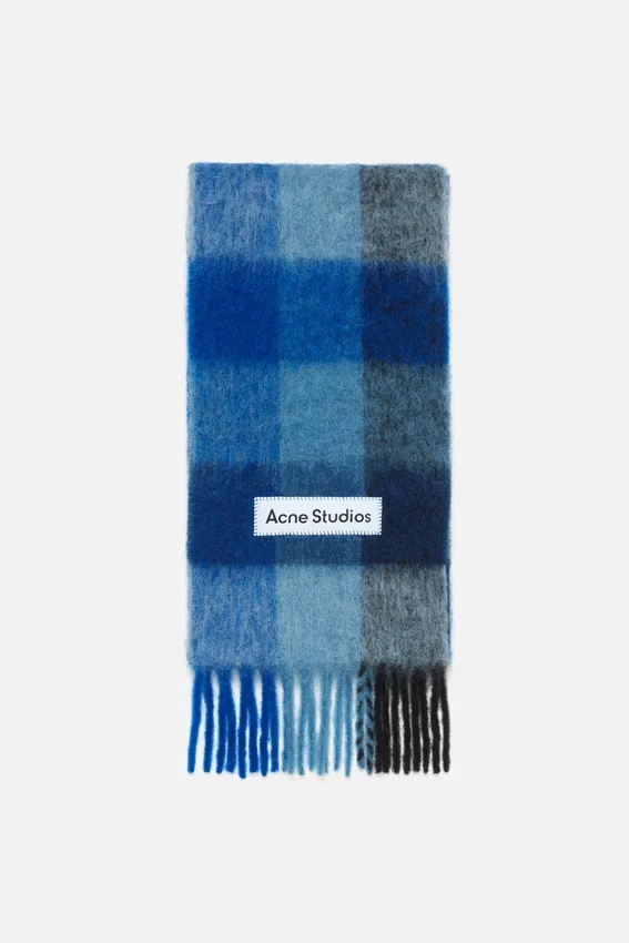 Mohair checked scarf