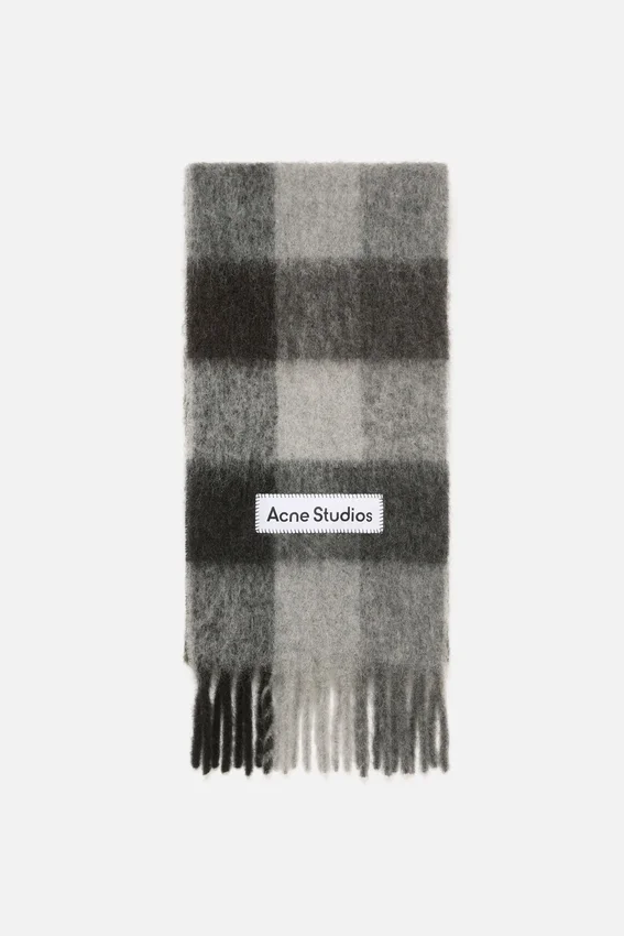 Mohair checked scarf