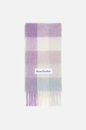 Mohair checked scarf