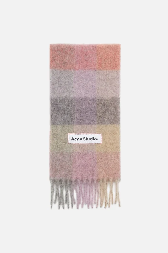 Mohair checked scarf