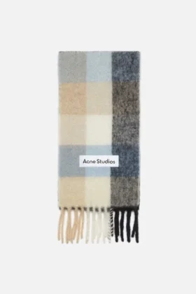 Mohair checked scarf