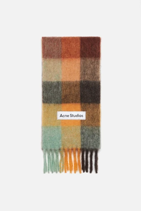 Mohair checked scarf