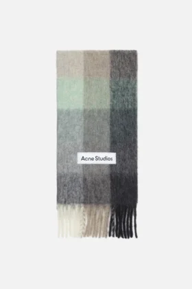Mohair checked scarf