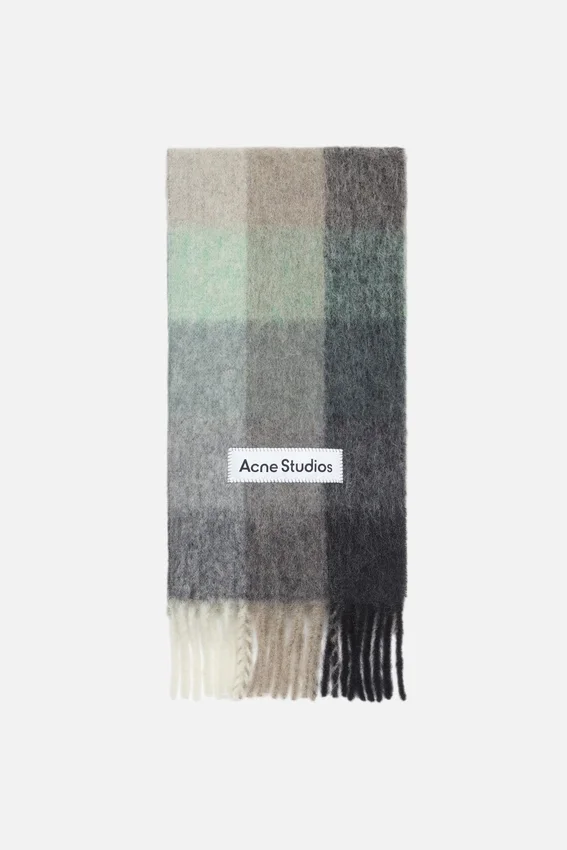 Mohair checked scarf