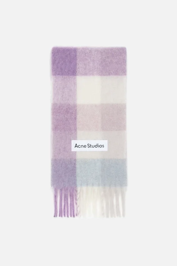 Mohair checked scarf