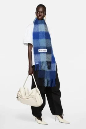 Mohair checked scarf