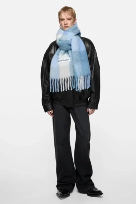 Mohair checked scarf