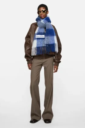 Mohair checked scarf