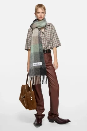 Mohair checked scarf
