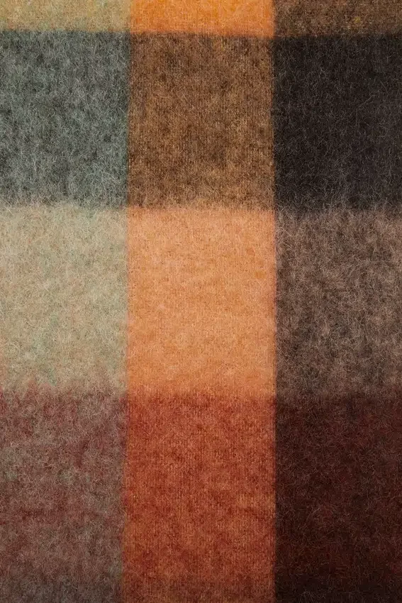 Mohair checked scarf