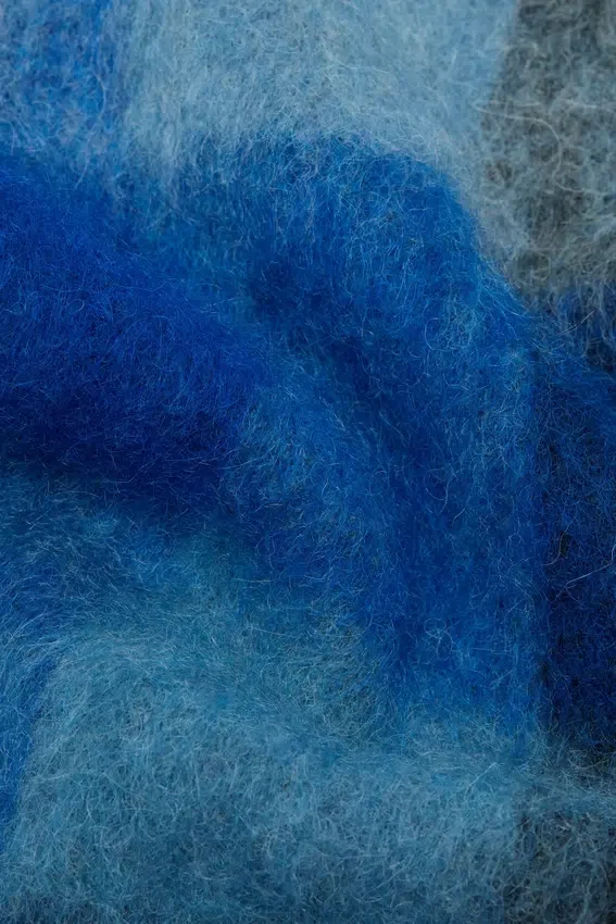 Mohair checked scarf