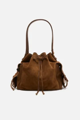 Multipocket Suede Bucket Bag