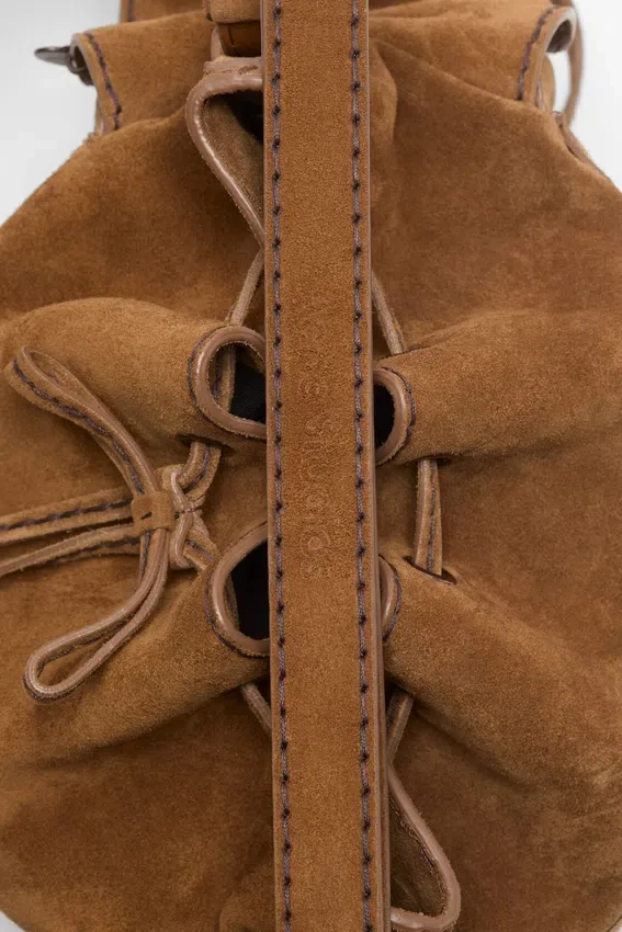 Multipocket Suede Bucket Bag