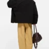 Nylon jacket with shearling collar
