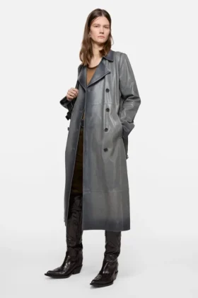 Ombré leather trench coat