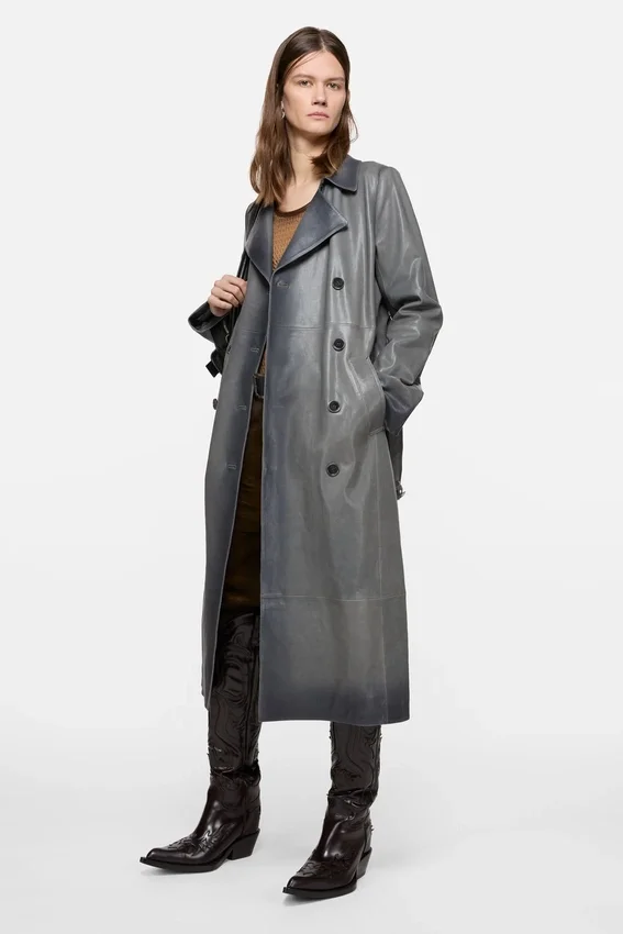 Ombré leather trench coat