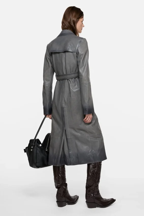 Ombré leather trench coat