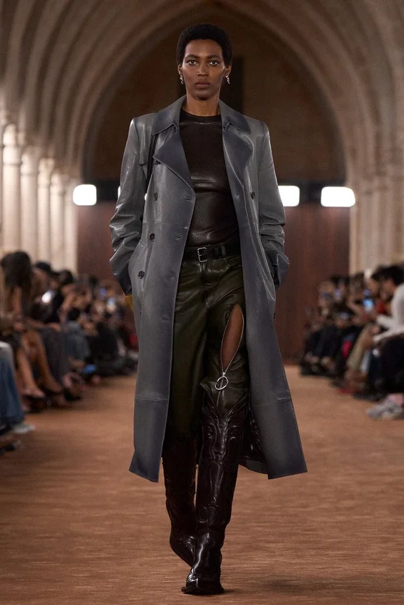 Ombré leather trench coat