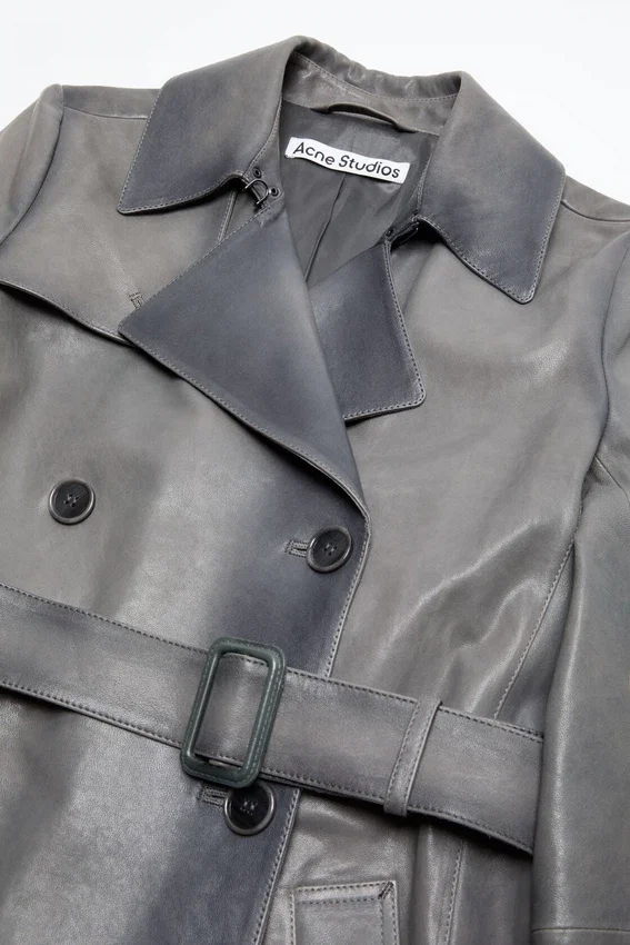 Ombré leather trench coat
