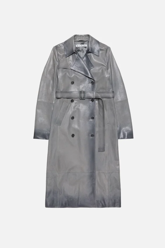 Ombré leather trench coat