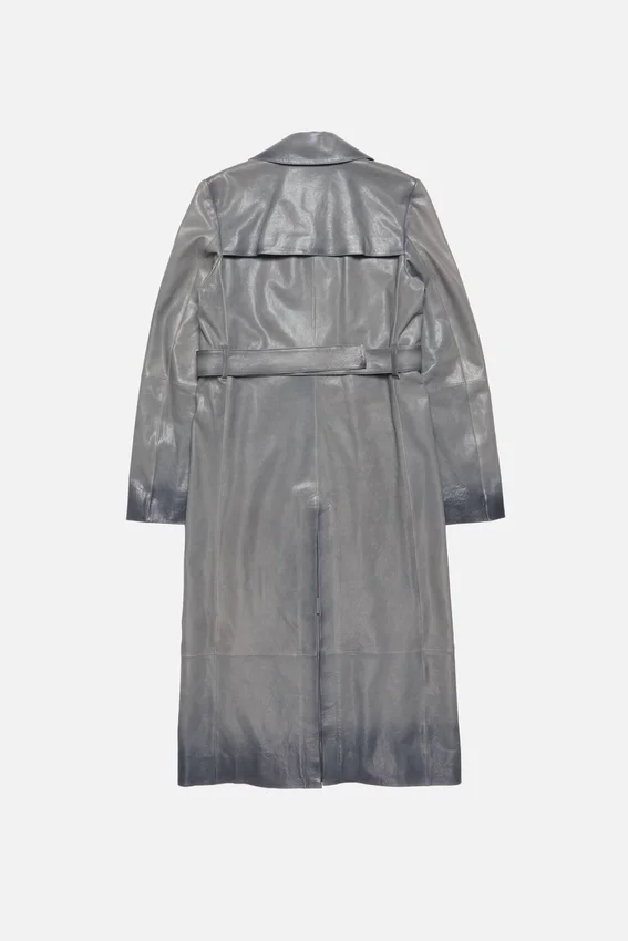 Ombré leather trench coat