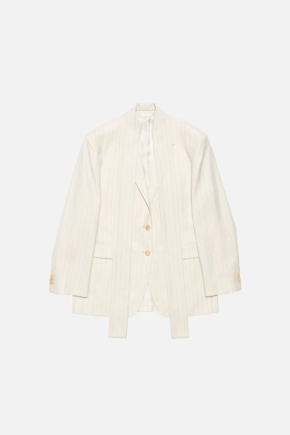 Pinstripe blazer with scarf