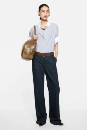 Pinstripe button-up shirt