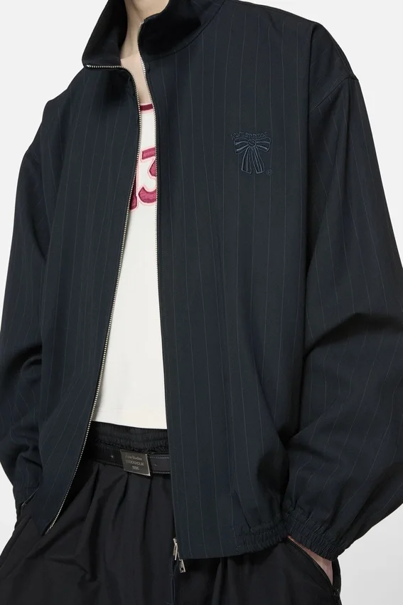 Pinstripe zip jacket