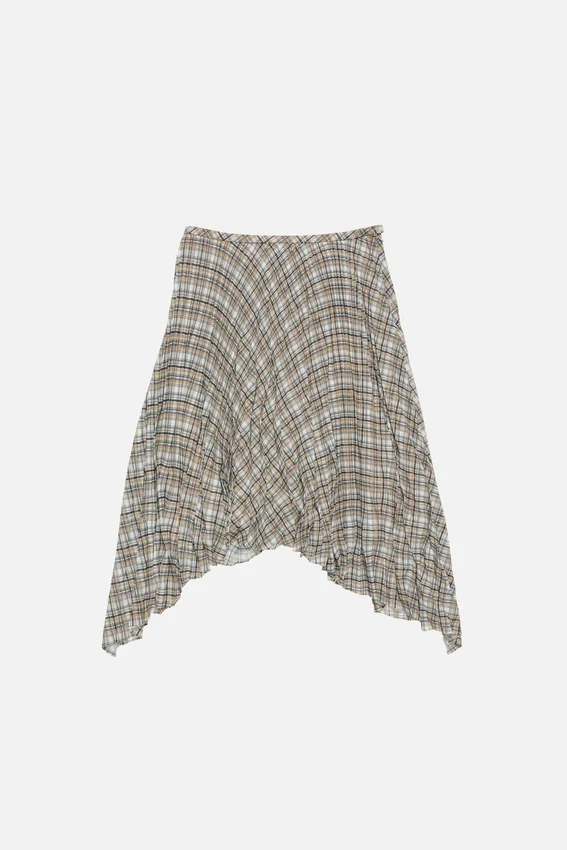 Pleated check skirt