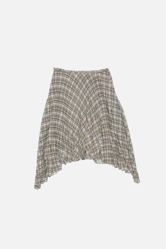 Pleated check skirt