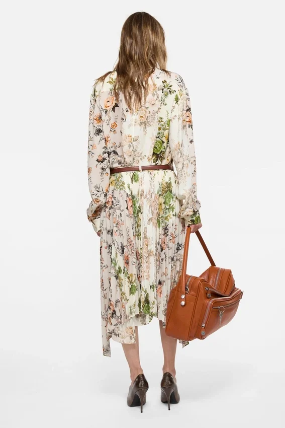Pleated midi skirt