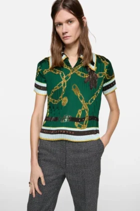 Pleated printed blouse