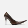 Pointed-Toe Lizard-Print Pump