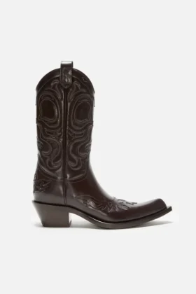 Pointy leather cowboy boot