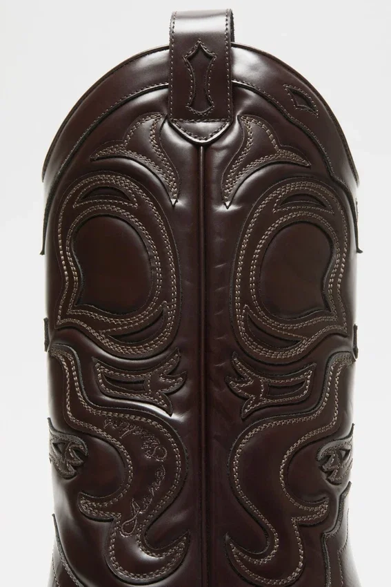 Pointy leather cowboy boot