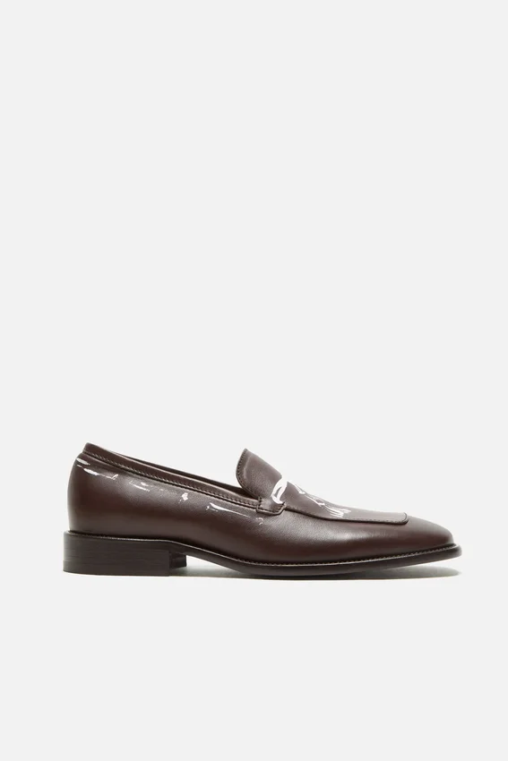 Printed leather loafers