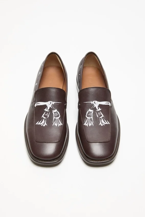 Printed leather loafers