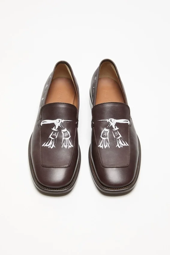 Printed leather loafers