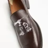 Printed leather loafers