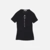 Ribbed t-shirt with zipper