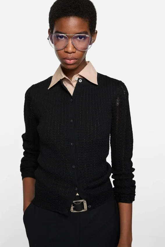 Ribbed wool cardigan