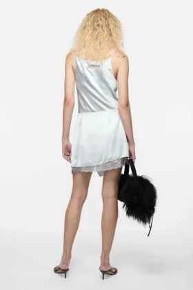 Ruffled satin skirt