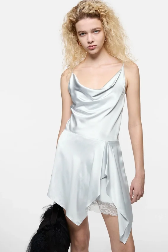 Ruffled satin skirt