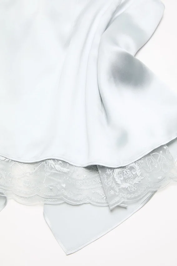 Ruffled satin skirt