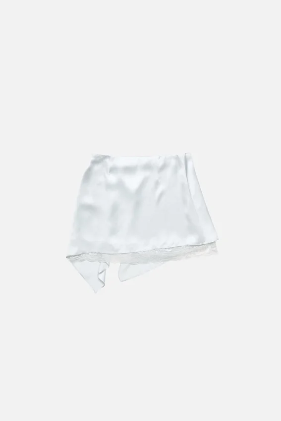 Ruffled satin skirt