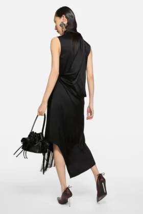 Satin Dress with scarf