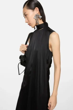 Satin Dress with scarf
