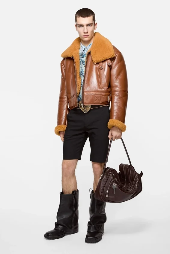 Shearling biker jacket