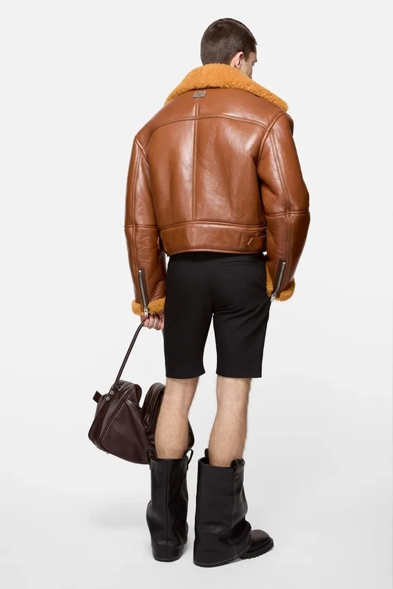 Shearling biker jacket