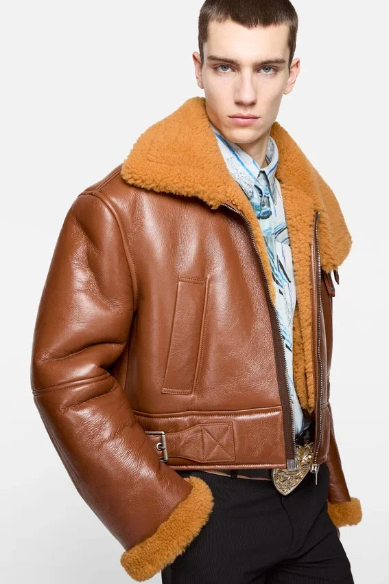 Shearling biker jacket